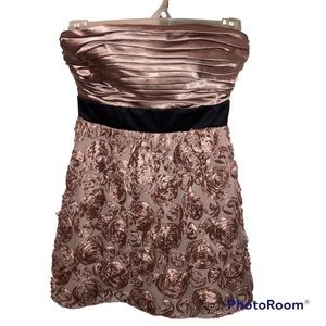 Rose gold semi formal strapless dress